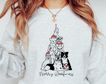 Merry Woofmas Christmas Dog Lover Sweatshirt, Christmas Sweater, Dog Sweatshirt, Dog Mom, Dog Dad, Dog Shirt, Funny Christmas Shirt, Dog Tee