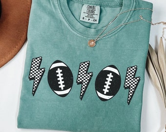 Womens Football T-shirt Distressed Lighting Bolt Football Shirt, Gameday Football Shirt, Football Tees, Game day Shirt, Football Mom Shirt