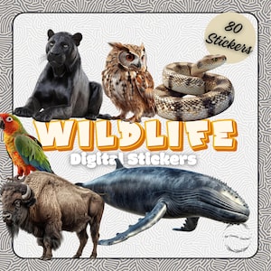 Wildlife Digital Stickers | 3D Realistic Rendered Animal Stickers | Digital Stickers Book | Goodnotes & Notability | 80 Stickers