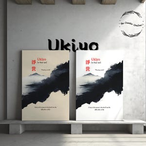 Ukiyo, Japanese Word Printable Wall Art | Minimalist Zen Decor | Meaningful Japanese Typography Print | Quote Wall Art Print