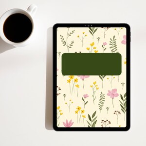 Flower Theme Digital Notebook Covers, Digital Planner Covers, Notability, Goodnotes, digital journal cover, Journal covers