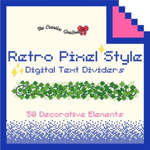 Retro Pixel Style Digital Text Dividers | 50 Elements | Notes & Journaling | Goodnotes and Notability | PNG | Decorative Elements