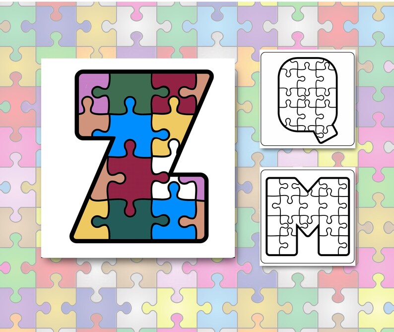Puzzled Letters Puzzled Coloring Book | Coloring Pages | Puzzle Pieces Letters and ...