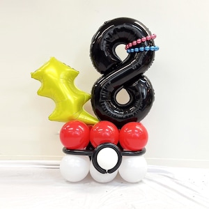 Lightning theme Balloon column | Pokeball birthday party favor | Poké Mon theme birthday column | Light up Birthday Balloon decoration