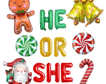 Winter Christmas Baby Gender Reveal Party Christmas Themed Gender Reveal Decorations Winter Gender Reveal | He or She