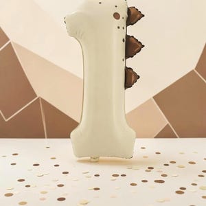 Custom Dinosaur Balloon Stack: T Rex Birthday Balloon Centerpiece Number 3 Dino Party Decor Creamy White 1