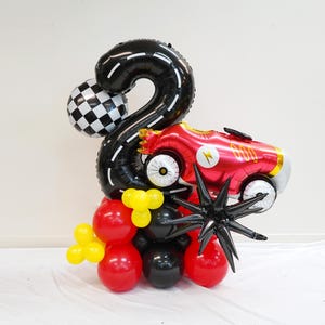 Vintage Race Car Birthday column | Two Fast 2 Curious Birthday Decoration | Two Fast Fast One theme Birthday column Racing Car Giant Balloon