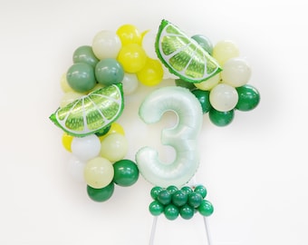 Sweet three Lemon Lime Birthday Balloon Arch Kit | lemon and Lime Balloons| summer sweet lime Theme Birthday | Bachelorette Pool Party Decr