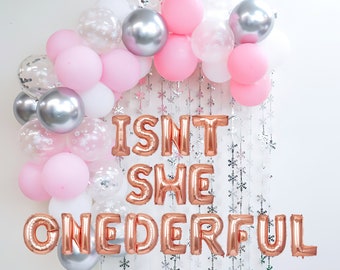 Isnt she onederful, onderful birthday decorations, Winter Onederland Birthday | Pink Winter Wonderland Birthday column | Winter Baby Shower