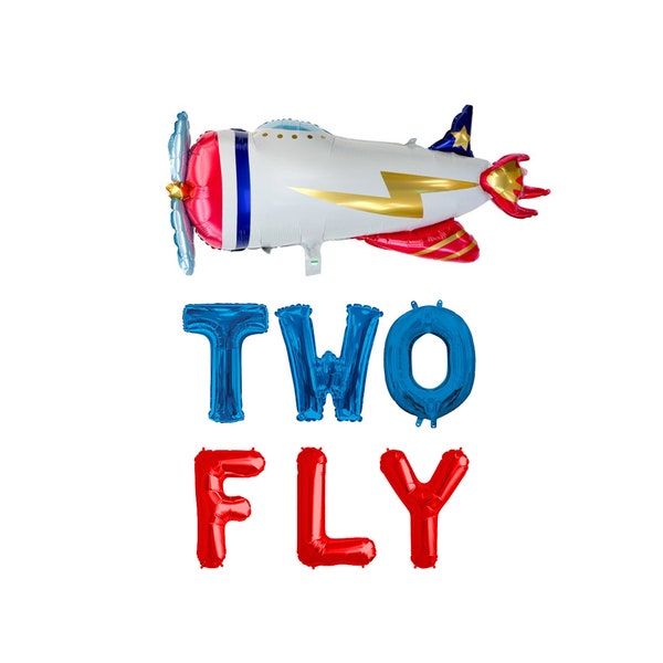 Two Fly Balloon Banner | Airplane Themed Birthday decor for two  | 2nd Two Time Flies Birthday Decorations