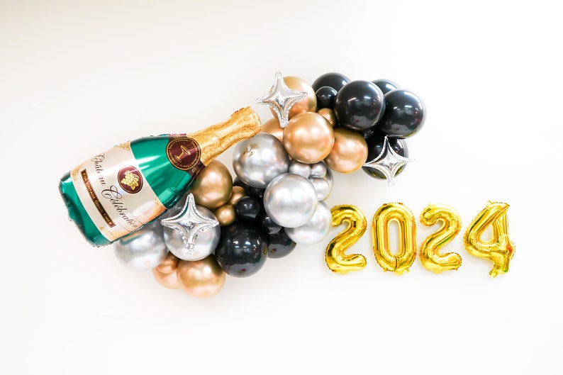 NYE 2024 Champagne Balloon Bubbles Decorations Set Champagne image 1