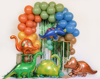 Kit de guirnalda de globos de dinosaurios: Tres Rex rugen, soy cuatro, decoraciones para fiestas de cumpleaños infantiles
