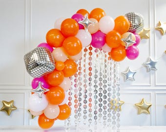 Last Disco Bachelorette Balloon Garland: Peach, Pink & Orange Party Decor