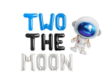 Two the Moon Balloons | Two the Moon Birthday, Space Birthday, To the Moon Birthday| Birthday decor for two  | Astronaut Happy Birthday