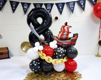 Custom Age Pirate Ship Balloon Column Kit: DIY Birthday Party Decor