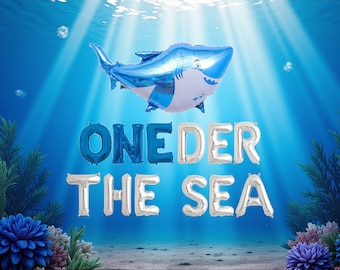 Oneder the Sea Balloon Banner: Shark Under the Sea 1st Birthday Party Decor