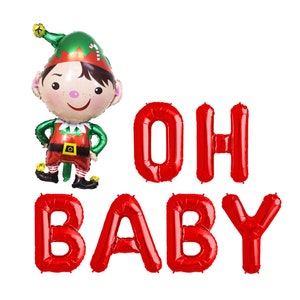 Decoraciones navideñas de baby shower de invierno / Oh Baby Balloon Banner / Anuncio navideño de bebé Fiesta de revelación de género Decoraciones de baby shower
