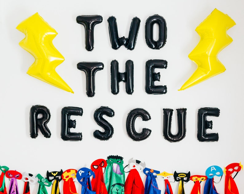 Two rescue Boy's Birthday Party Decorations Super hero themed birthday Party Decorations 2nd Birthday Balloon Arch Garland Kit image 2
