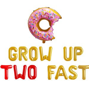 Donut Party | Grow Up Donut | Grow Up Two Fast 2nd Donut Birthday Party Decoration Balloon | 2nd Birthday Party | 2nd Birthday Party Decor