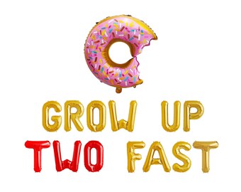 Donut Party | Grow Up Donut | Grow Up Two Fast 2nd Donut Birthday Party Decoration Balloon | 2nd Birthday Party | 2nd Birthday Party Decor