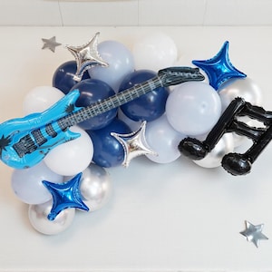 Blue Music Theme Balloon Garland: Guitar, Notes, Stars Birthday Party Baby Shower Bachelorette Decor