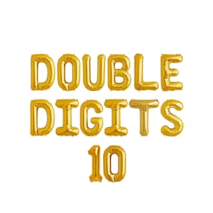 Double Digits 10 Banner | 10th tenth Birthday Balloons Letters | 10th Birthday Party | 10 tenth Birthday Balloons Banner