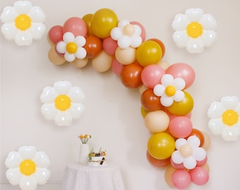 Burnt orange Two groovy birthday Party| Retro Floral daisies theme Balloon arch Garland Kit | hippie bachelorette party |Boho 60s 70s 80s