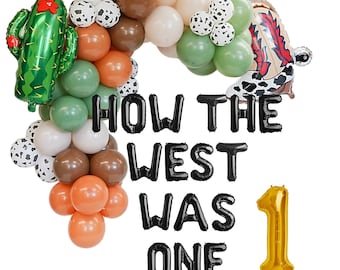 How The West Was One | Wild West Balloon Arch Kit | Western Cowboy theme balloon garland | 1st Rodeo Birthday Western themed party decors