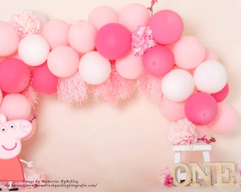 Peppa Pig theme Birthday Balloon Garland DIY Kit | Pastel Pink Rose Blush Balloon Garland | Pale pink Pig Blush Party Balloon Decor
