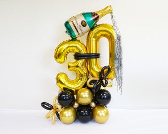 Thirsty Thirty | Hello 30 & Champagne |30th Birthday Party Balloon Decoration | Thirty AF Birthday Balloon Deco | Welcome To Level 30