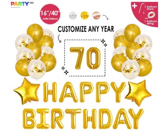 70th Birthday Decoration Balloon Set | 70th Birthday Party Decorations | 70th Birthday Party Banner |