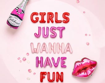 Girls Just Wanna Have Fun Balloon Kit: Galentine’s Day Valentine Bachelorette Party Night Decor