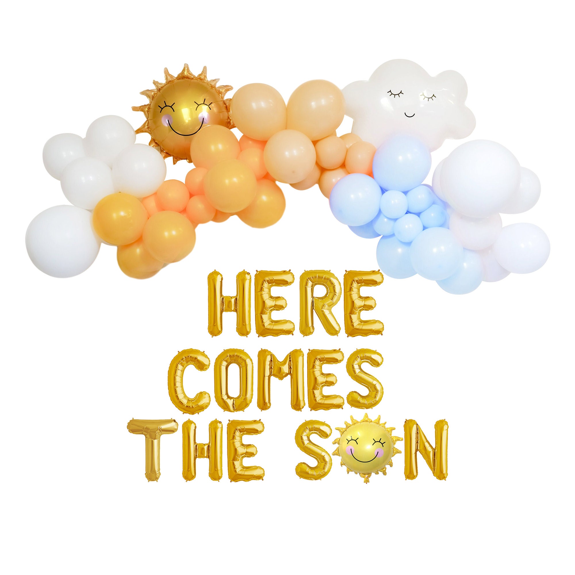 Here Comes The Son Baby Shower Party Boys 1st birthday Balloon garland kit Banner Blue Sunshine Baby Shower