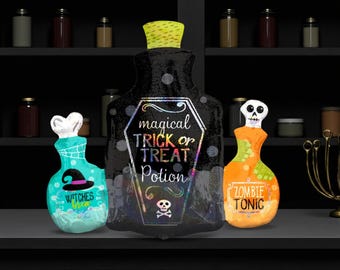 Globo de poción: decoraciones espeluznantes para fiestas de cumpleaños con magia de brujas y bar de Halloween
