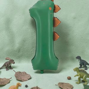 Custom Dinosaur Balloon Stack: T Rex Birthday Balloon Centerpiece Number 3 Dino Party Decor Dark Green 1