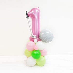 Golf Girl Birthday Party | Hole in One Golf Themed Birthday | Let's Par-Tee Baby Shower | Golf theme 1st birthday | Golf Club Balloon Column