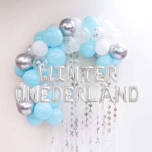 Winter Onederland Birthday, Baby Shower Balloon Arch kit | Blue Winter Wonderland Birthday | 1st birthday onederland theme