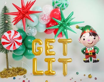 Funny 'Get Lit' Christmas Balloon Garland Kit: Holiday Party Decor