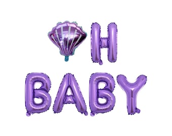 Oh Baby Mermaid Baby Shower Decorations | PurpleOh Baby Balloon Banner