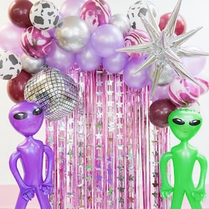 Space Cowgirl Balloon Garland Kit: Disco, Alien, Starburst Balloons