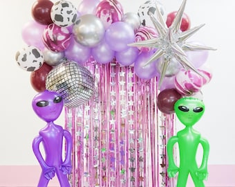 Space Cowgirl Balloon Garland Kit: Disco, Alien, Starburst Balloons