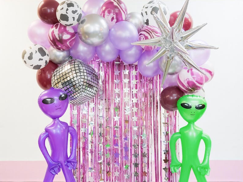 Space Cowgirl Balloon Garland Kit: Disco, Alien, Starburst Balloons image 1