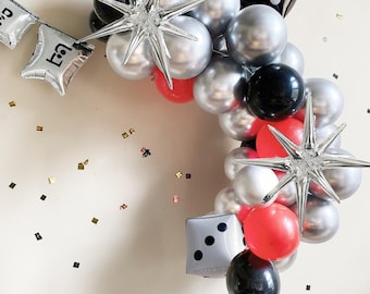 Casino Balloon Garland Kit: Vegas Birthday Bachelorette Bridal Shower Party Decorations