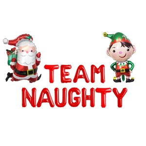 Team Naughty Banner, Christmas Baby Shower Balloon Garland Gingerbread  Winter Christmas Gender Reveal Party