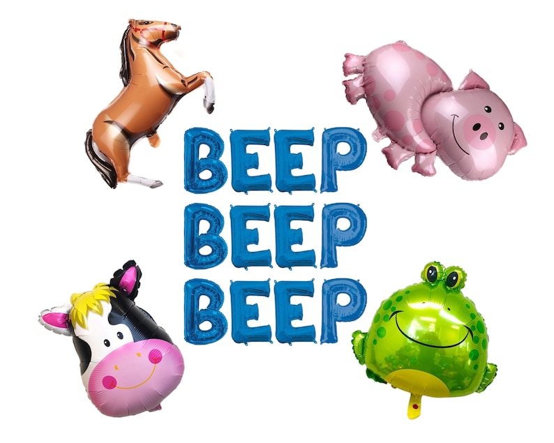 Farm Animal Balloon Garland Kit: Beep Beep Beep Blue Truck Birthday Party Decor Bild 3