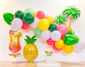 Kit de guirnalda de globos tropicales: decoración para fiestas luau, despedida de soltera y aloha