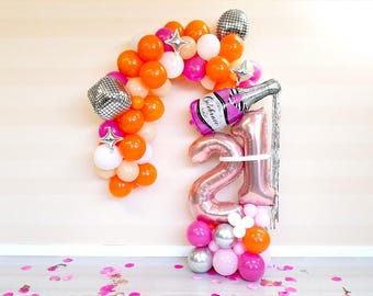 Kit de columna de globos para 21 cumpleaños: decoración para fiesta de champán rosa