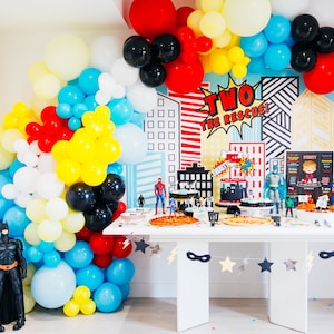 Two rescue Boy's Birthday Party Decorations Super hero themed birthday Party Decorations 2nd Birthday Balloon Arch Garland Kit image 1