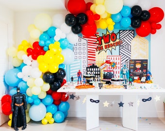 Two rescue Boy's Birthday Party Decorations | Super hero themed birthday Party Decorations | 2nd Birthday Balloon Arch Garland Kit