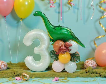Dinosaur 3rd Birthday Banner & Garland - Green Glitter, Pre-Assembled, For Dino Themed Parties - View #9